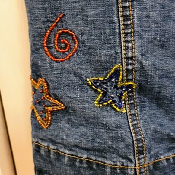 Chico's Design Embroidered Denim Vest Size 1 - Picture 4 of 6